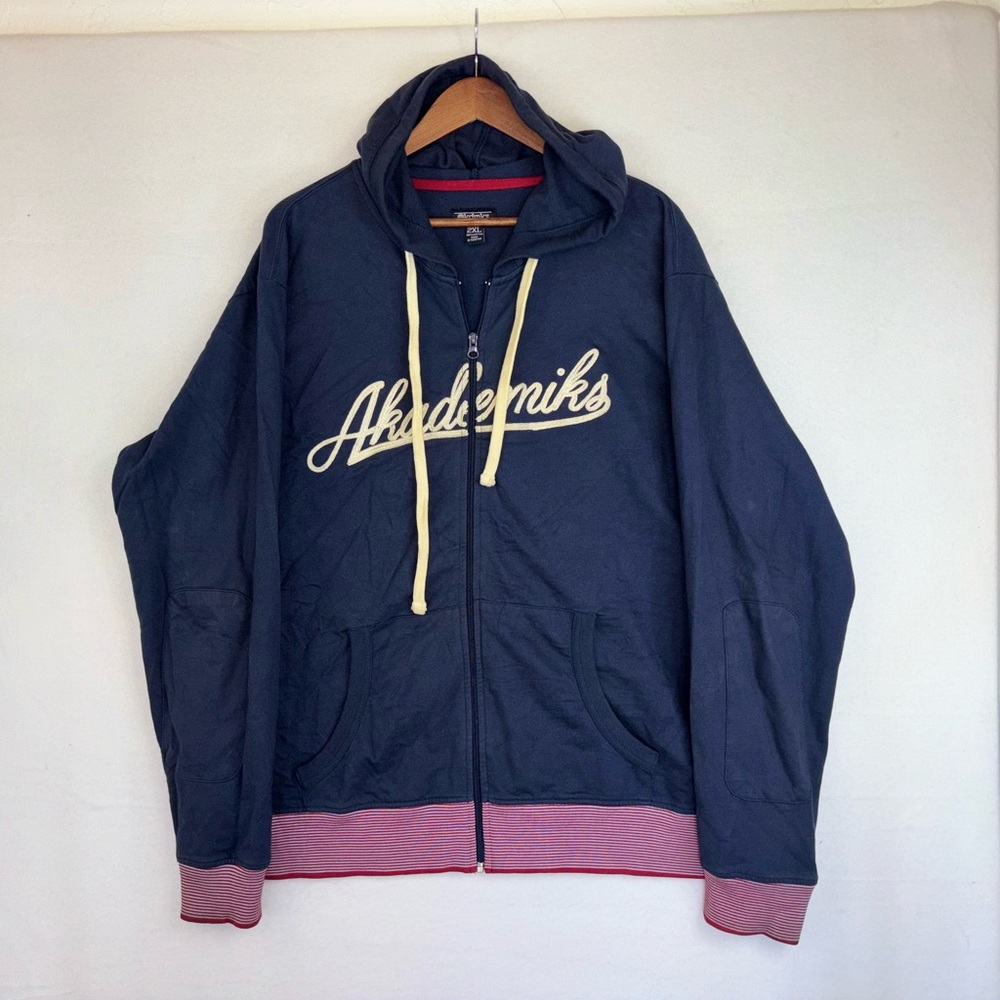 AKADEMIKS Vintage Y2K Embroidered Hoodie Jacket Full‎ Zip Streetwear Men's 2XL